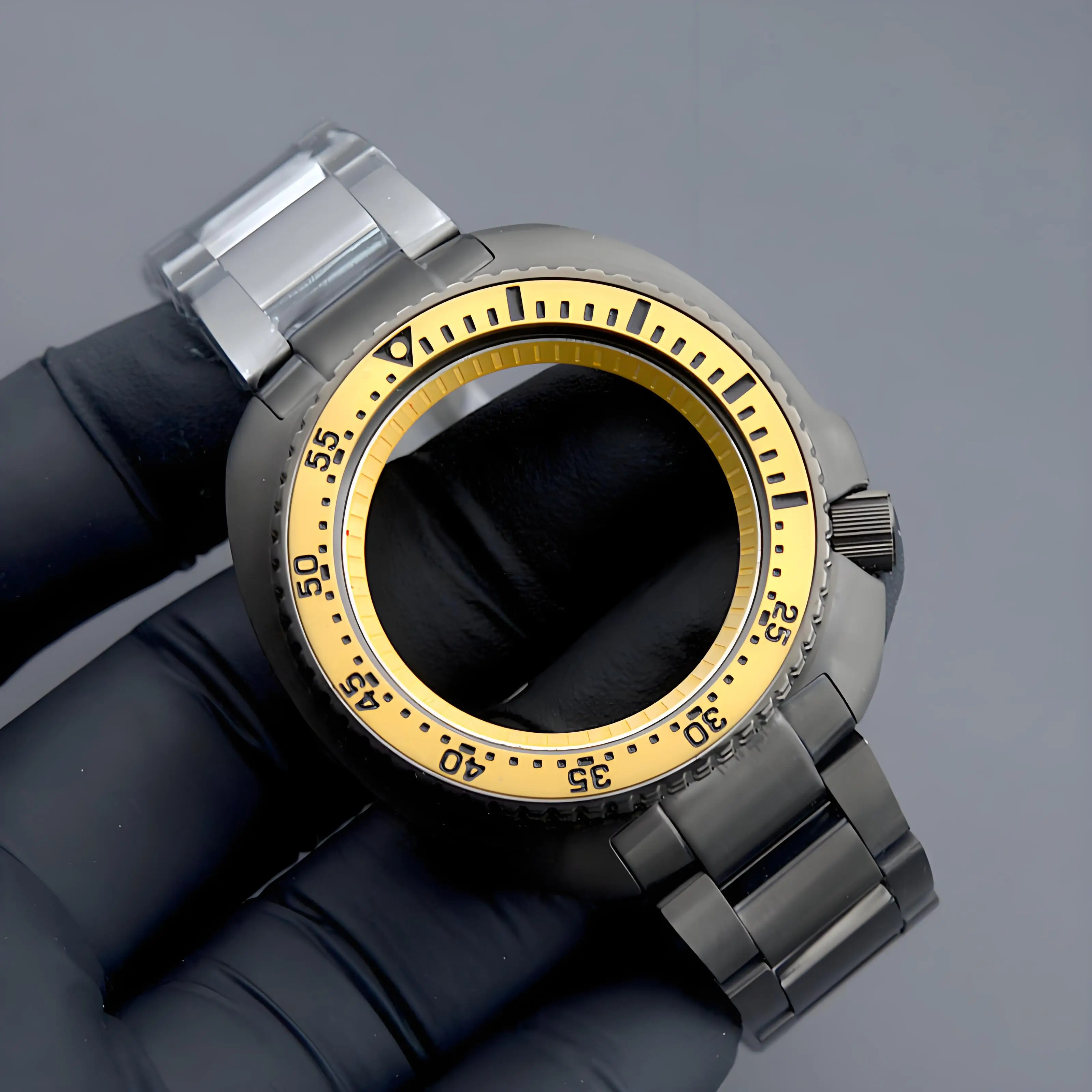 

Корпус для часов цвета оружейной стали, совместимый с японскими механизмами NH34, NH35, NH36A, 7S, 4R, дизайн Turtle Abalone, для дайверских часов, SKX6105, 6309, запчасти для ремонта часов