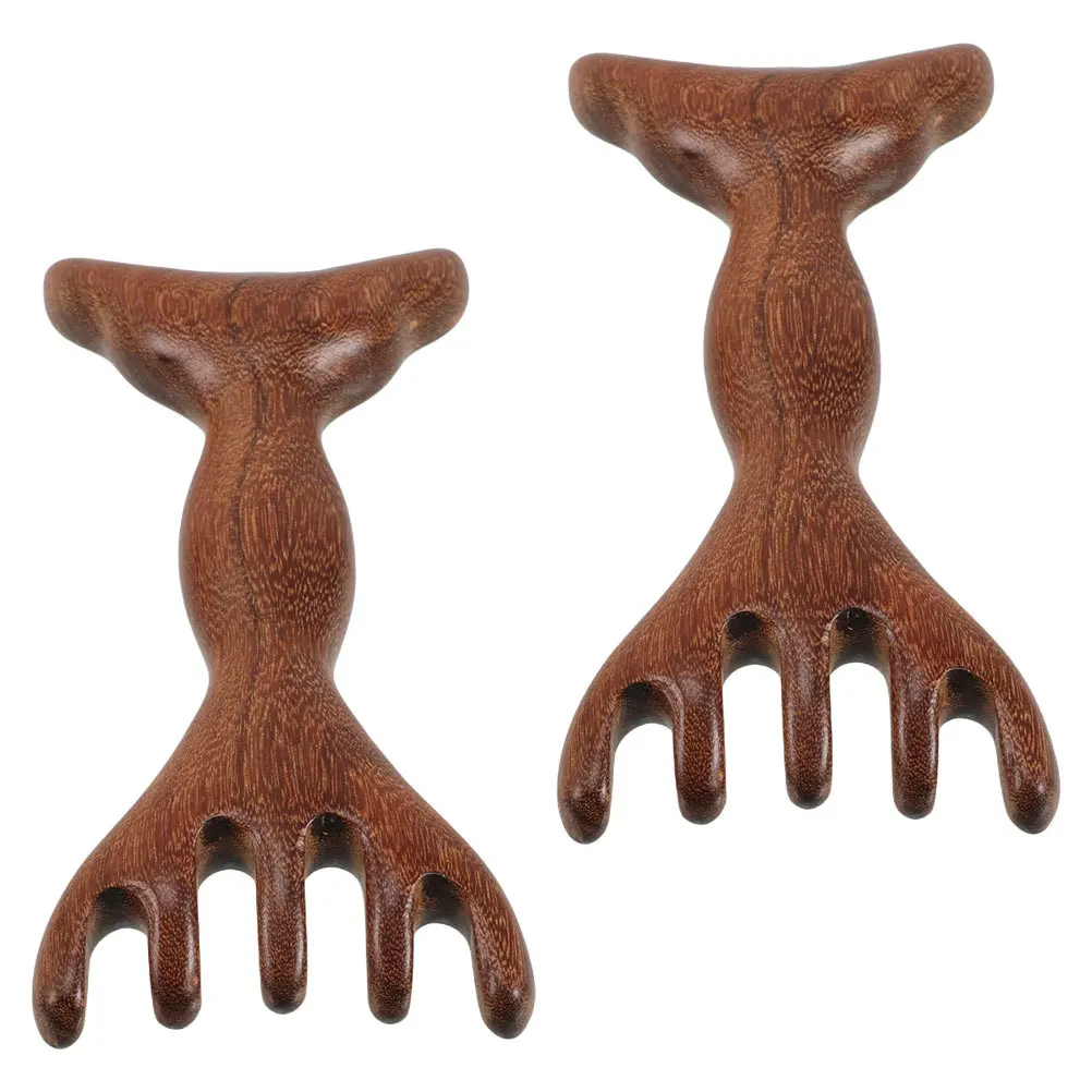 

2Pcs Wooden Head Scalp Massager Dual Gua Sha Comb Meridian Massage Tool Hair Care Relaxation Wide Tooth Scalp Massager