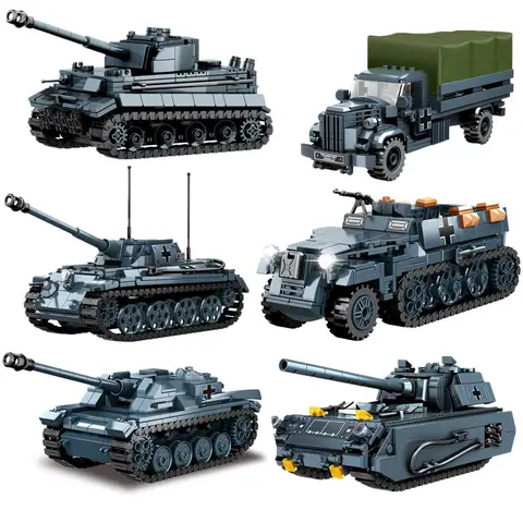 WW2 Military Army Soldiers World War 2 Tank Armored Vehicle Model Assemble Building Blocks Bricks Children's DIY Toys Gift
