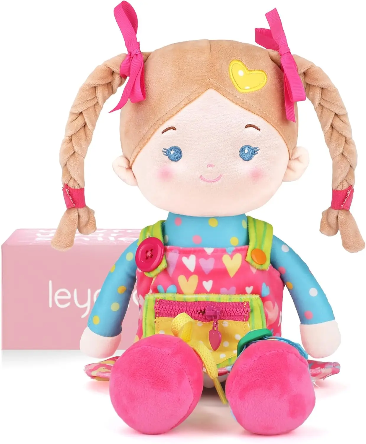 

Educational Soft Baby Doll for Toddlers, Montessori Sensory Toy with Zipper & Shoelace, Christmas Birthday Gift
