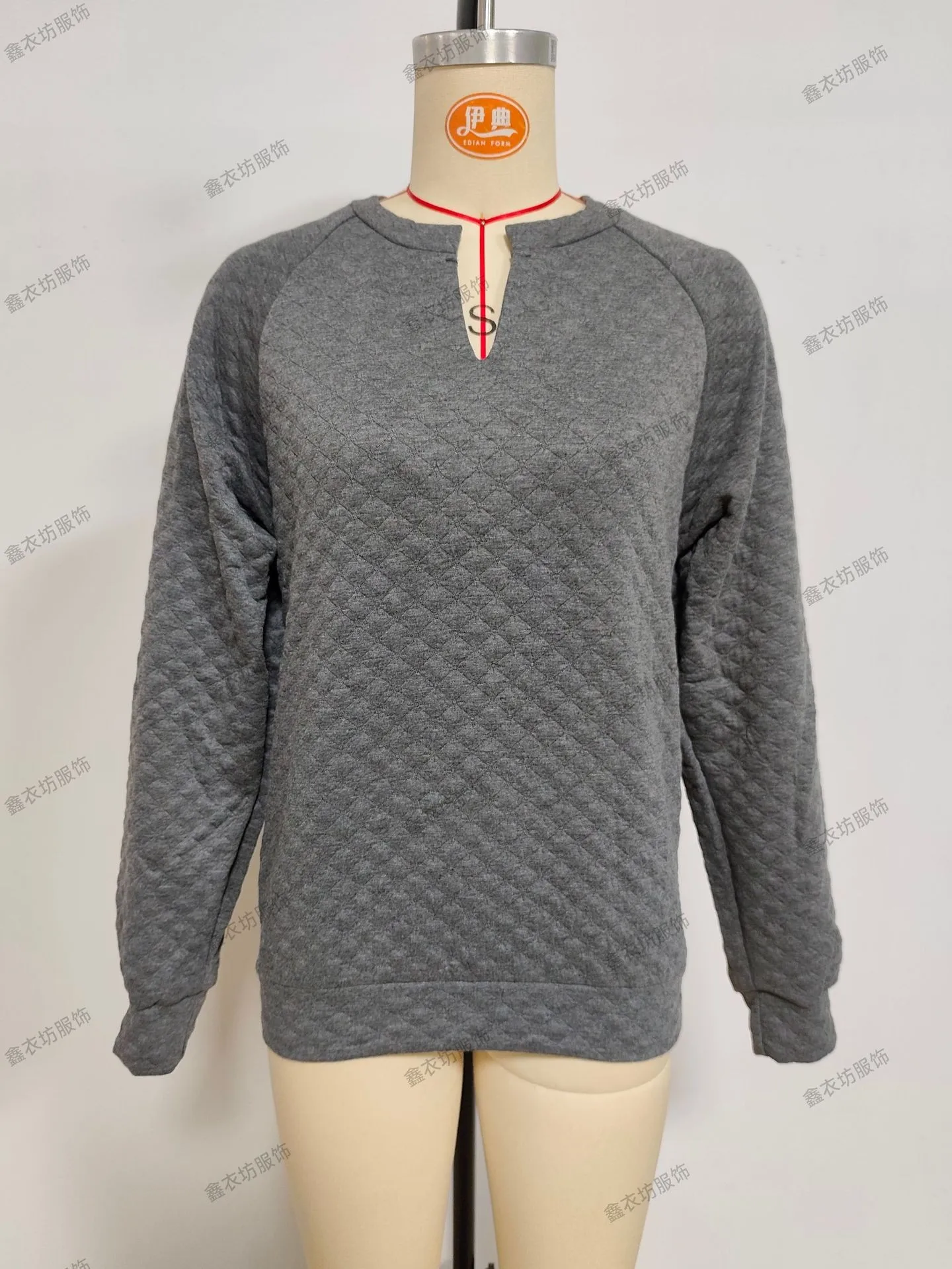 Casual Patchwork Slim Fit Hoodie with Regular Sleeve Elegant Commuter Mid Length Pullover Autumn Long Sleeve V Neck Women Hoodie