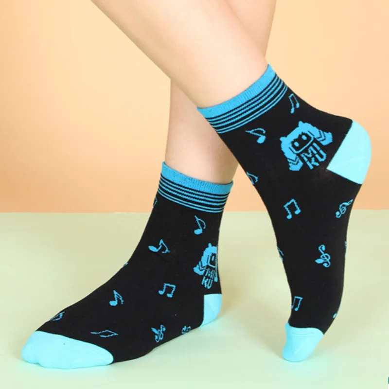 Bandai New Hatsune Miku Girls Fashion Floor Socks Cartoon Hatsune Miku Personality Couple Mid Socks Girls Holiday Gifts Trend