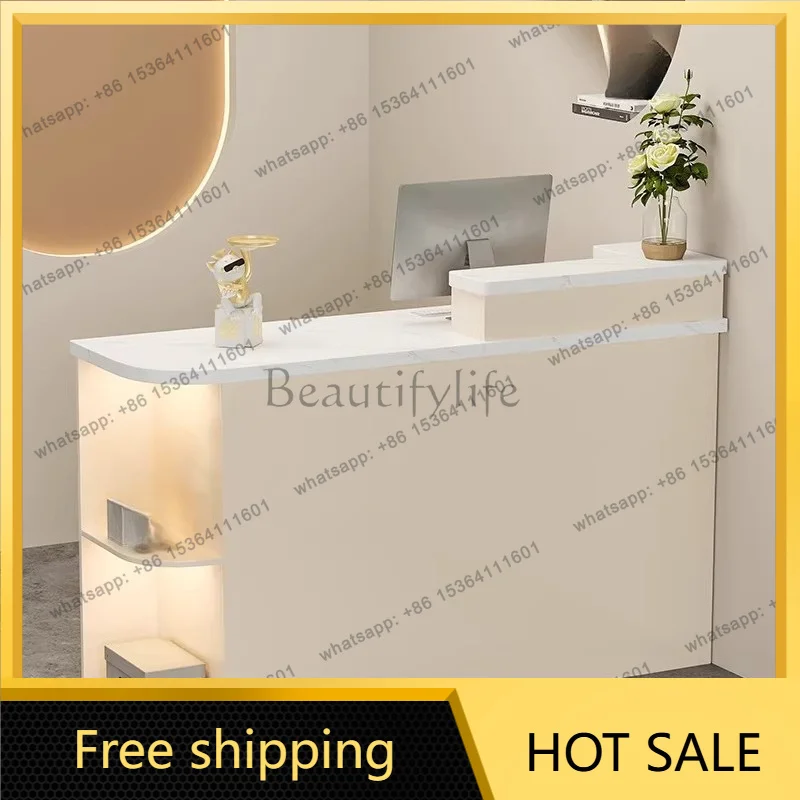 LJY Modern Simple Reception Desks Aesthetic Minimalist Design Unique Reception Desks Beauty Salon Mostrador Commercial Furniture