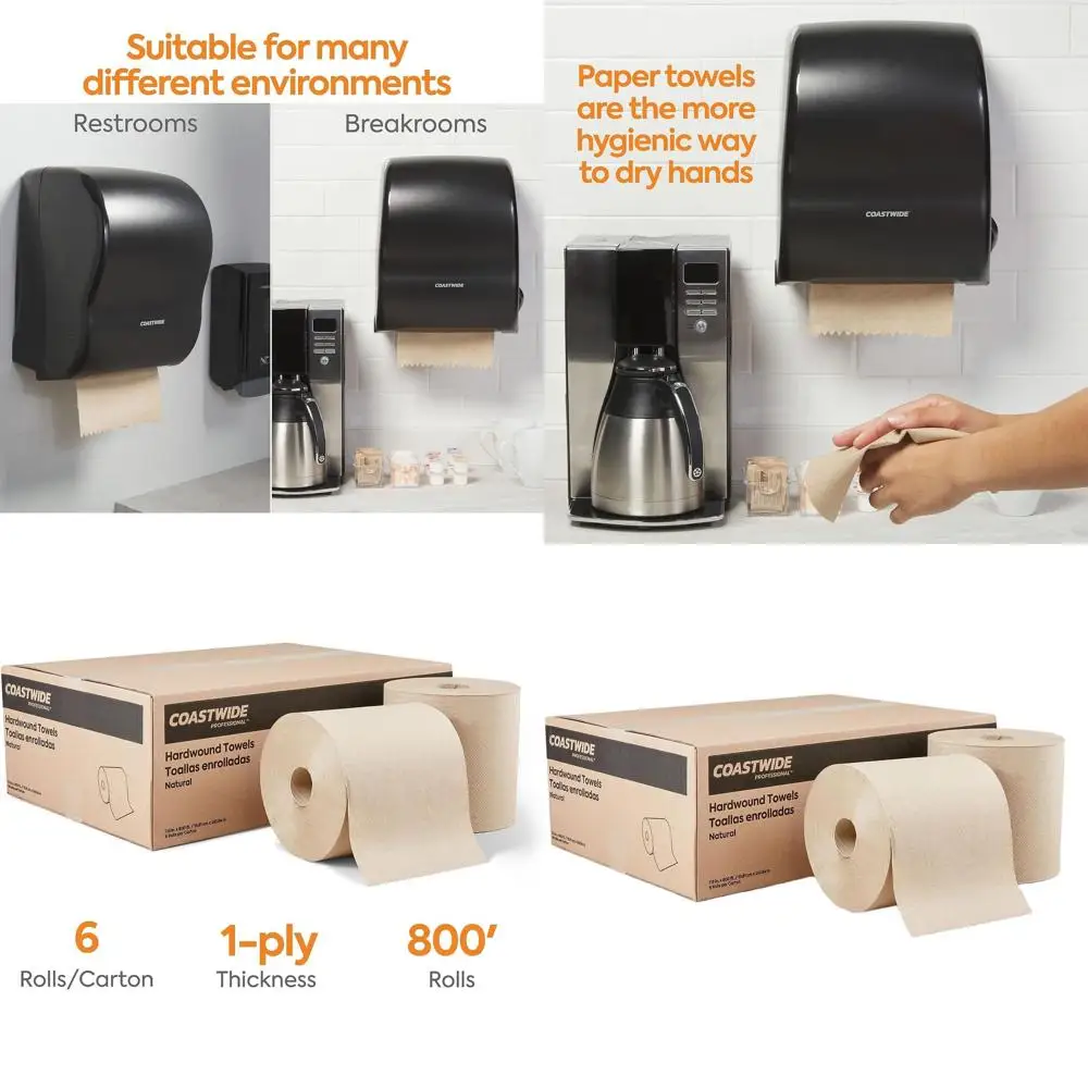 

Экологичные однослойные бумажные полотенца из переработанной бумаги, 800 листов в рулоне, упаковка из 6 рулонов