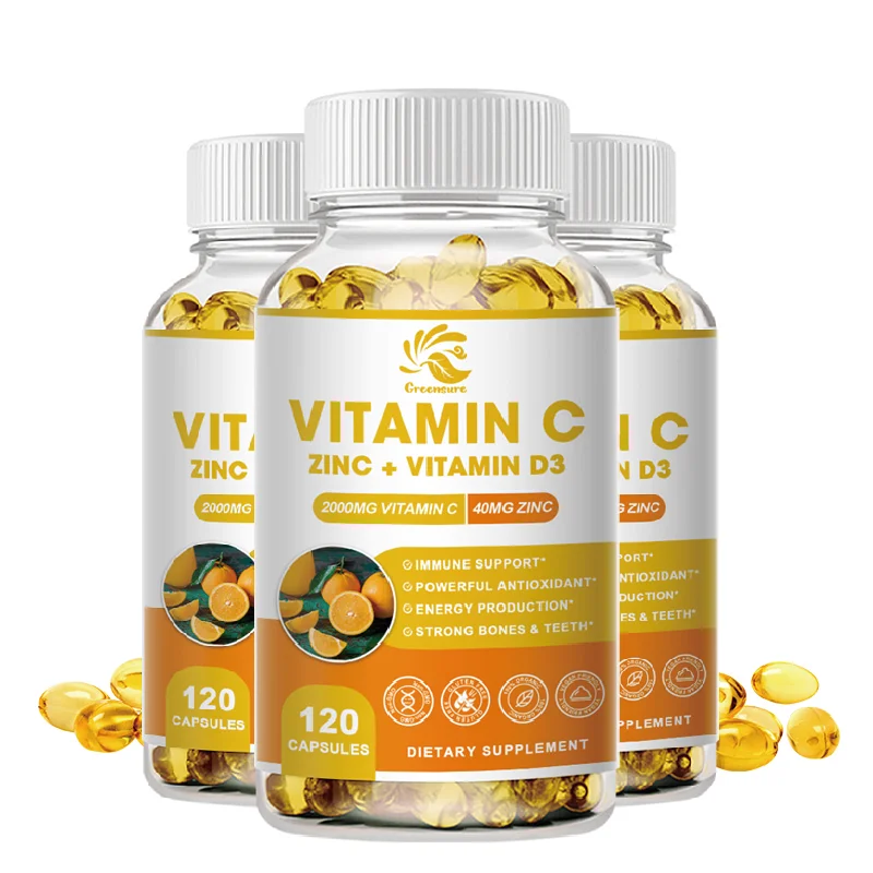 Greensure Immune Support Supplement with Echinacea, Vitamin C and Zinc 40mg, Vitamin D 5000 IU - 60/120 Capsules