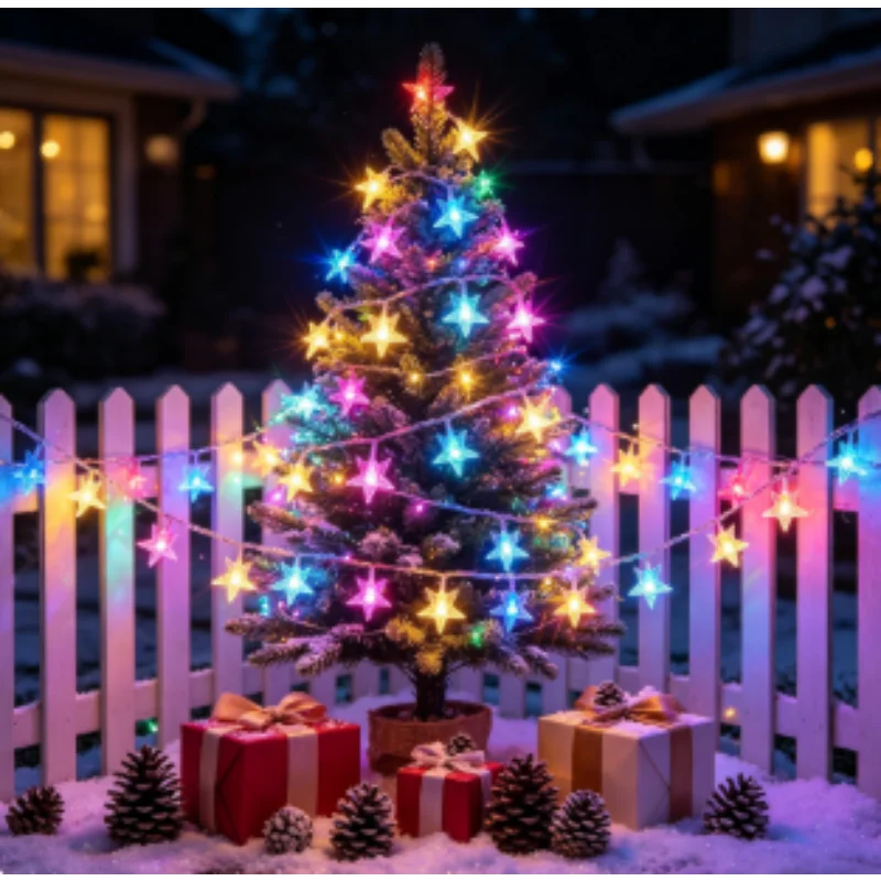20 LED Star String Lights, Battery Powered Twinkle Christmas Decor