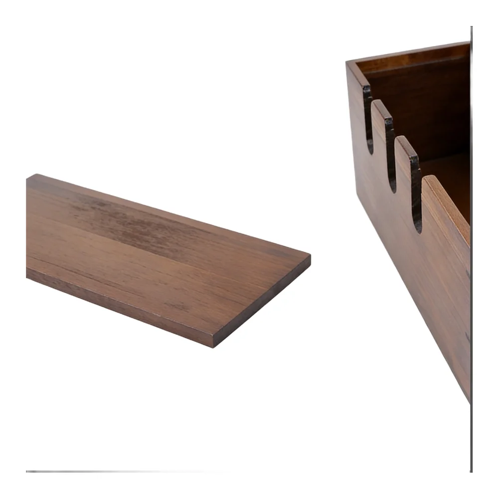 Wooden Storage Hub for Cable Management and Device Organization Solid Wood Construction for Office and Home Use