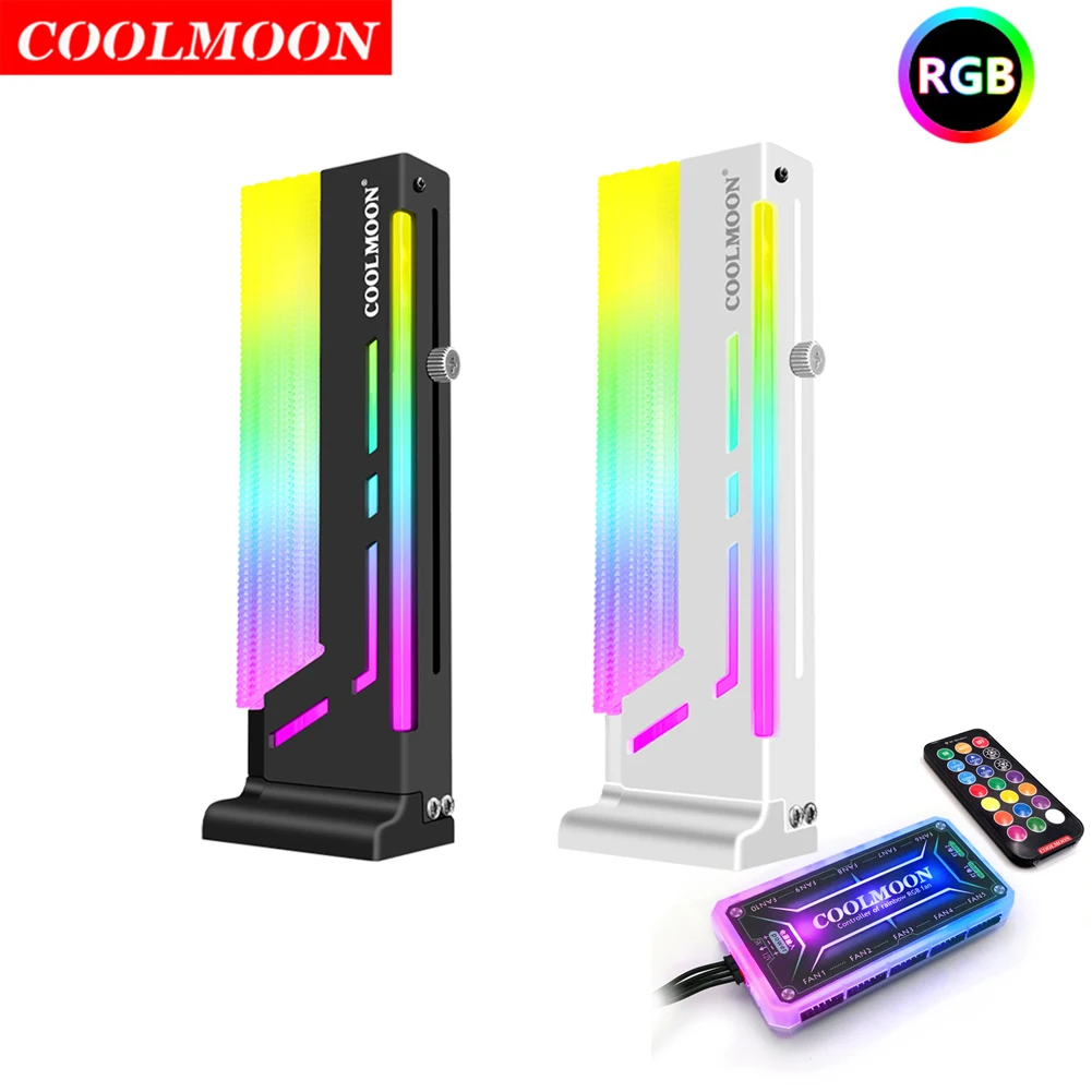 

COOLMOON CM-GH2 Vertical GPU Stand Cooling Support Colorful 5V A-RGB Bracket Computer Graphics Video Card Holder with Controller