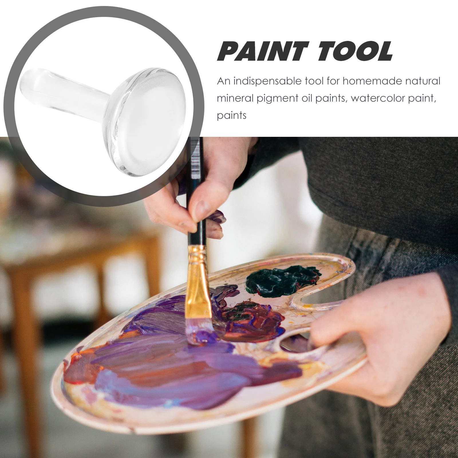 

Ergonomic Glass Muller Pigment Pestle Watercolor Oil Painting Tool Manual Grinding Rod Portable Art Painting Utensil Diy Pestle