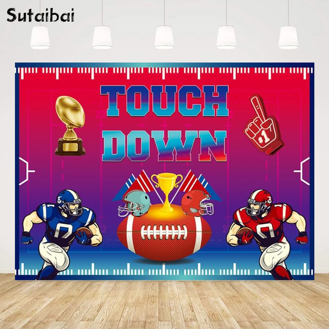 Football Backdrop Touch Down Football Sports Photography Background for Boy Baby Shower Football Fans Birthday Party Decorations