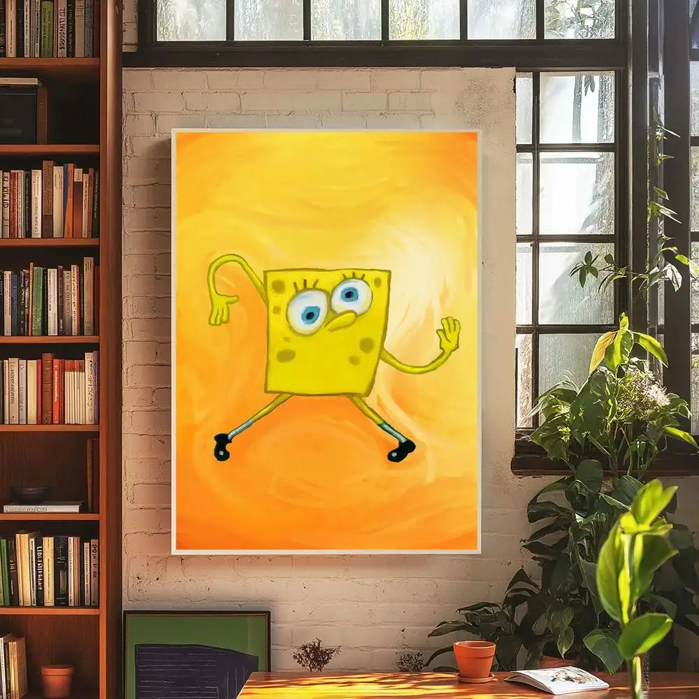 1 Stück Vintage-Poster für Zimmer, Bar, Café, Kawaii-Raumdekoration, Anime S-SpongeBob Squidward, abstrakte Kunst – Detail 2