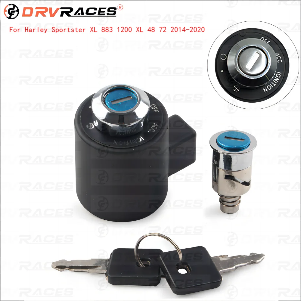 Motorcycle Two-pin Ignition Switch Lock with 2 Keys For Harley Sportster XL 883 1200 XL 48 2014 2015 2016 2017 2018 2019 2020