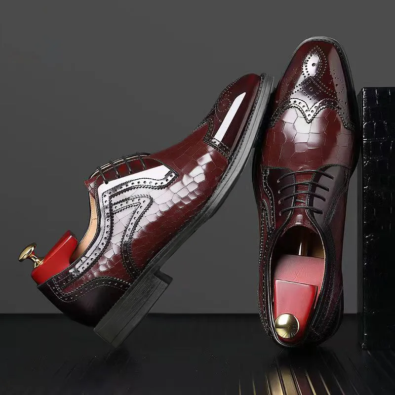 Wedding Shoes Men Elegant Formal Shoes Men Elegant Brand Brogue Shoes For Men Italian Coiffeur Big Size 38-48 Black Dress Bona
