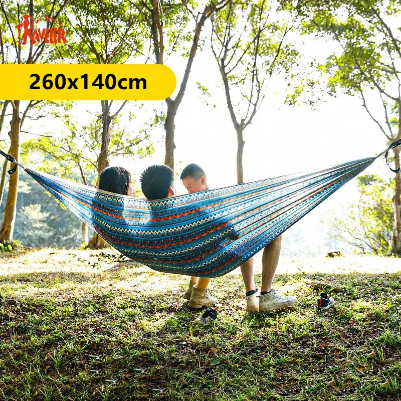 

Traveler 260X140CM Hammock Outdoor Camping Quick Opening Indoor Hammock Parachute Cloth Printed Park Camping Hammock