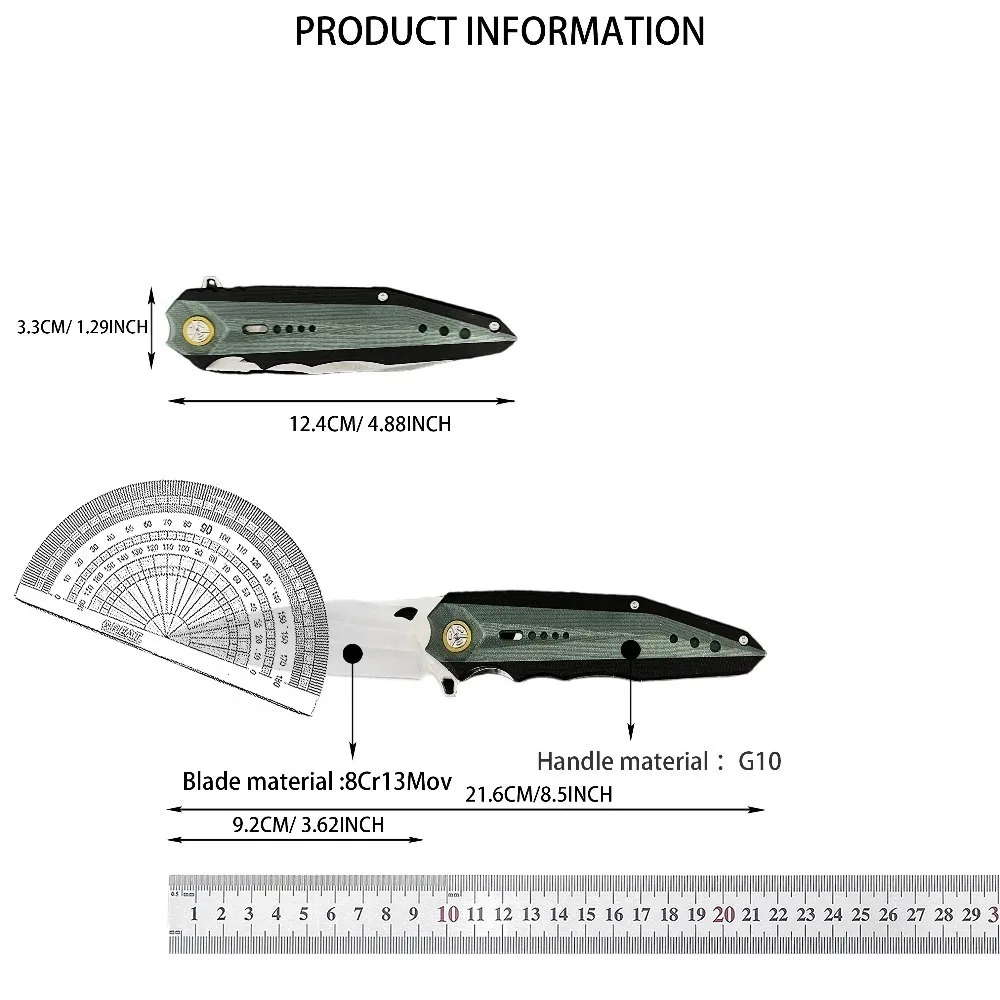 2025 صلابة عالية سكين جيب 8Cr13Mov بليد G10 مقبض فائدة الدفاع عن النفس بقاء السكاكين في الهواء الطلق التخييم الصيد السكاكين #6