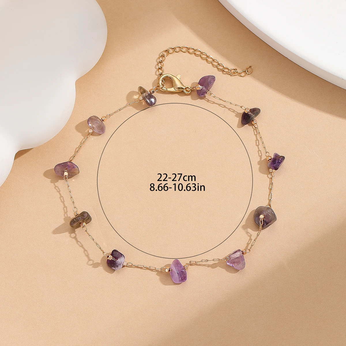 Kinitial Bohemia Purple Natural Stone Anklets Foot Chain For Women Girls Summer Beach Foot Jewelry Fashion Birthday Party Gift