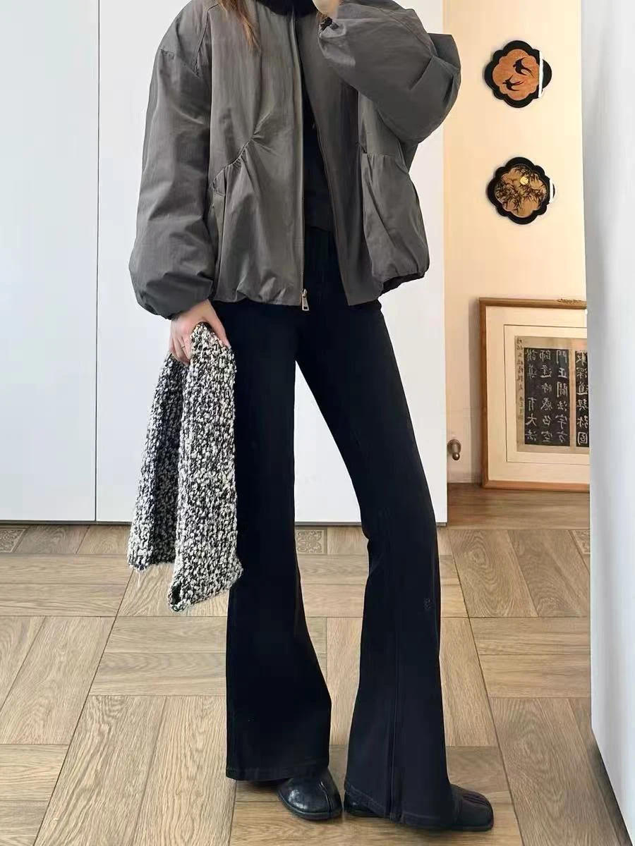 

High Waist Flared Straight Leg Jeans Women's Spring Summer plus Size Elastic Cotton Denim Bootcut Pants Slimming Effect