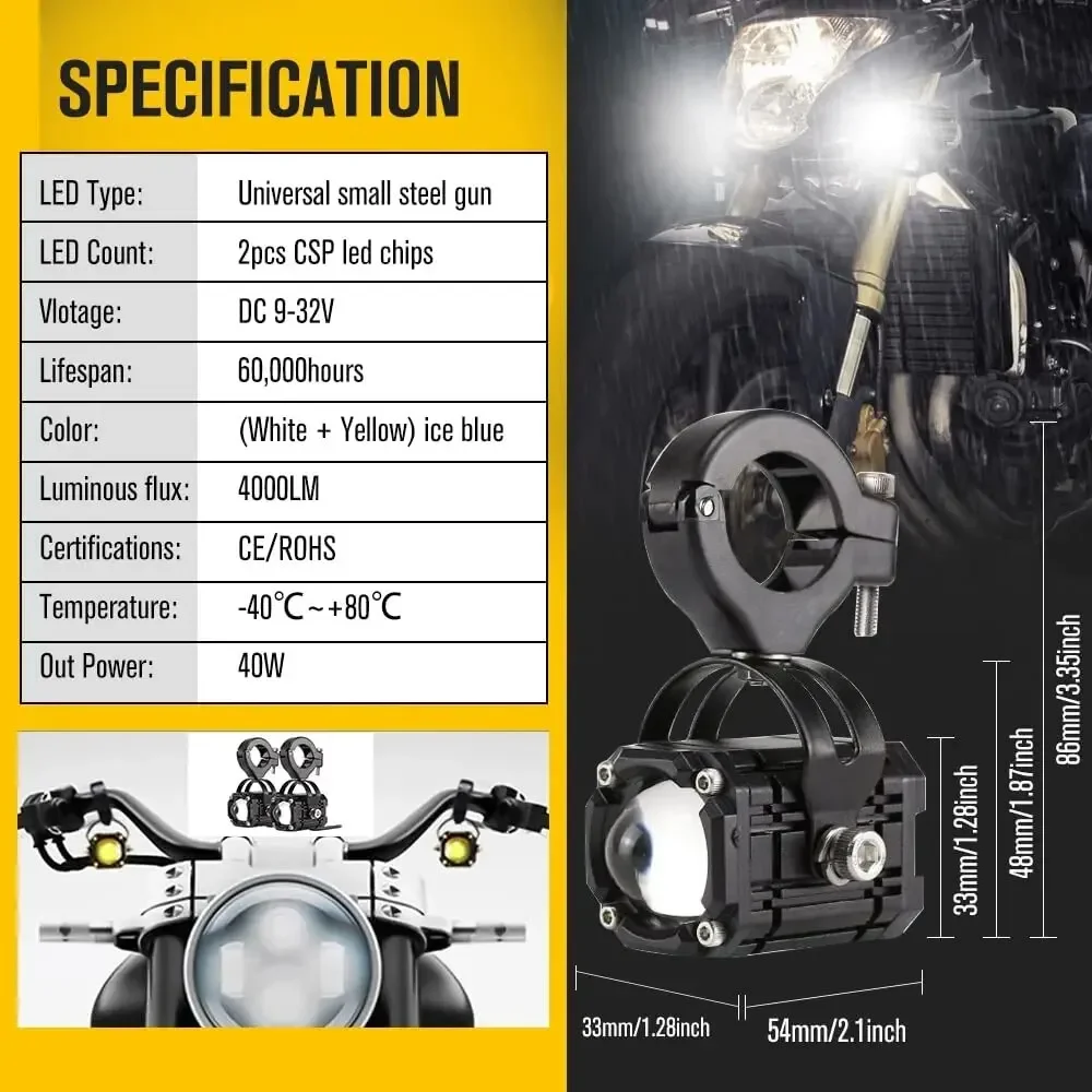 مصباح أمامي عالمي ليد للدراجات النارية ، مصباح ضباب ، مصباح قيادة مساعد ، بي إم دبليو آر 1200GS ، R1250GS ، ADV F800GS ، K1600 ، هوندا CRF1000L