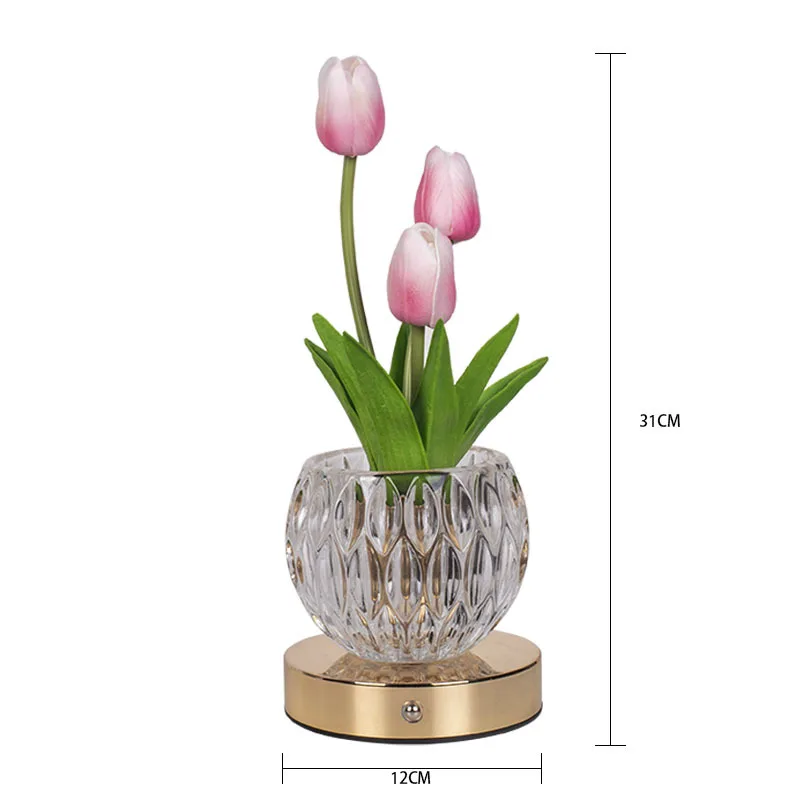 Newest RGB LED Tulip Night Light USB Charge Atmosphere Table Lamp 16-Color Dimming Christmas Gift Bedroom Desk Decor Ornament