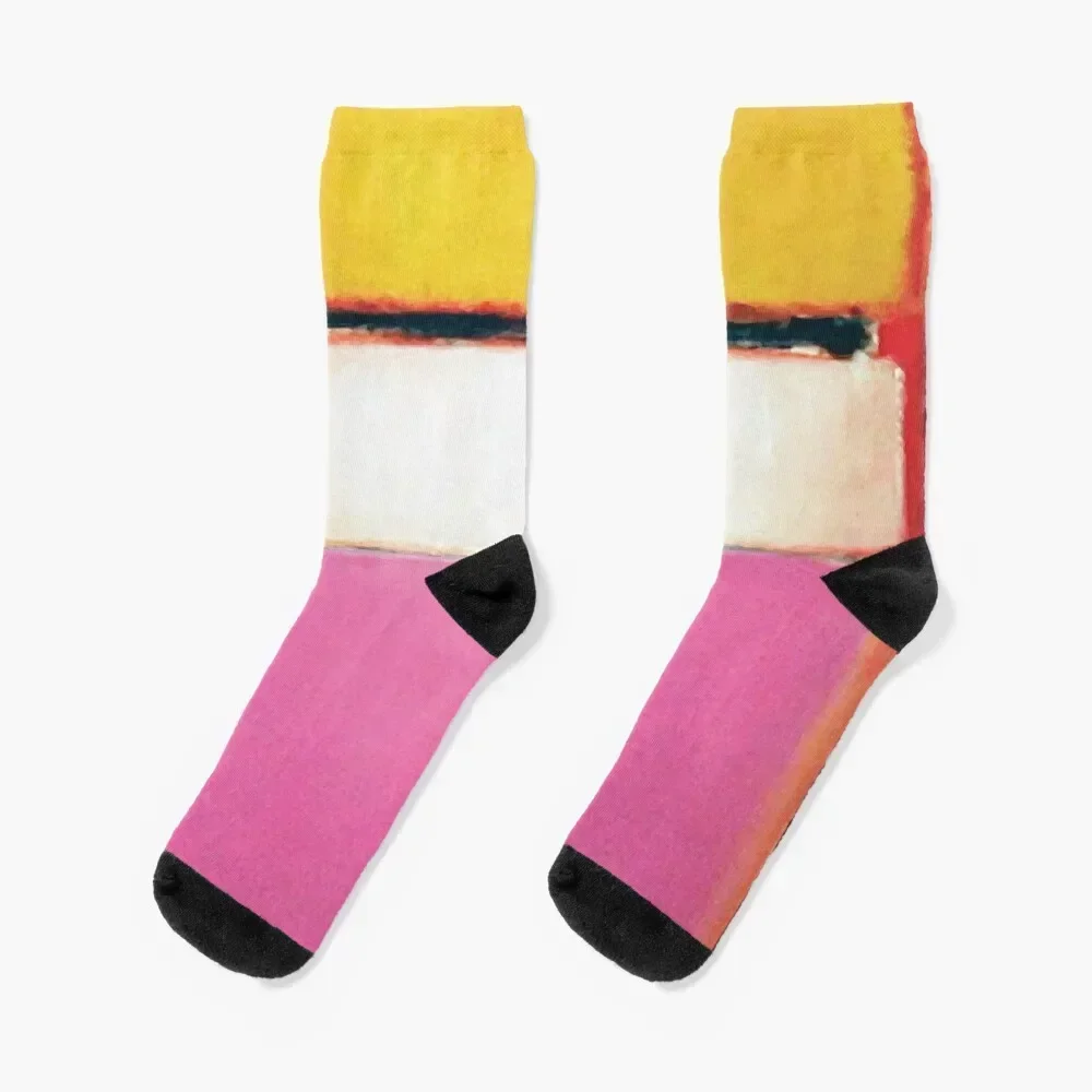 Mark Rothko | White Center (Yellow, Pink and Lavender on Rose) Socks warm winter gift winter thermal Women's Socks Men's