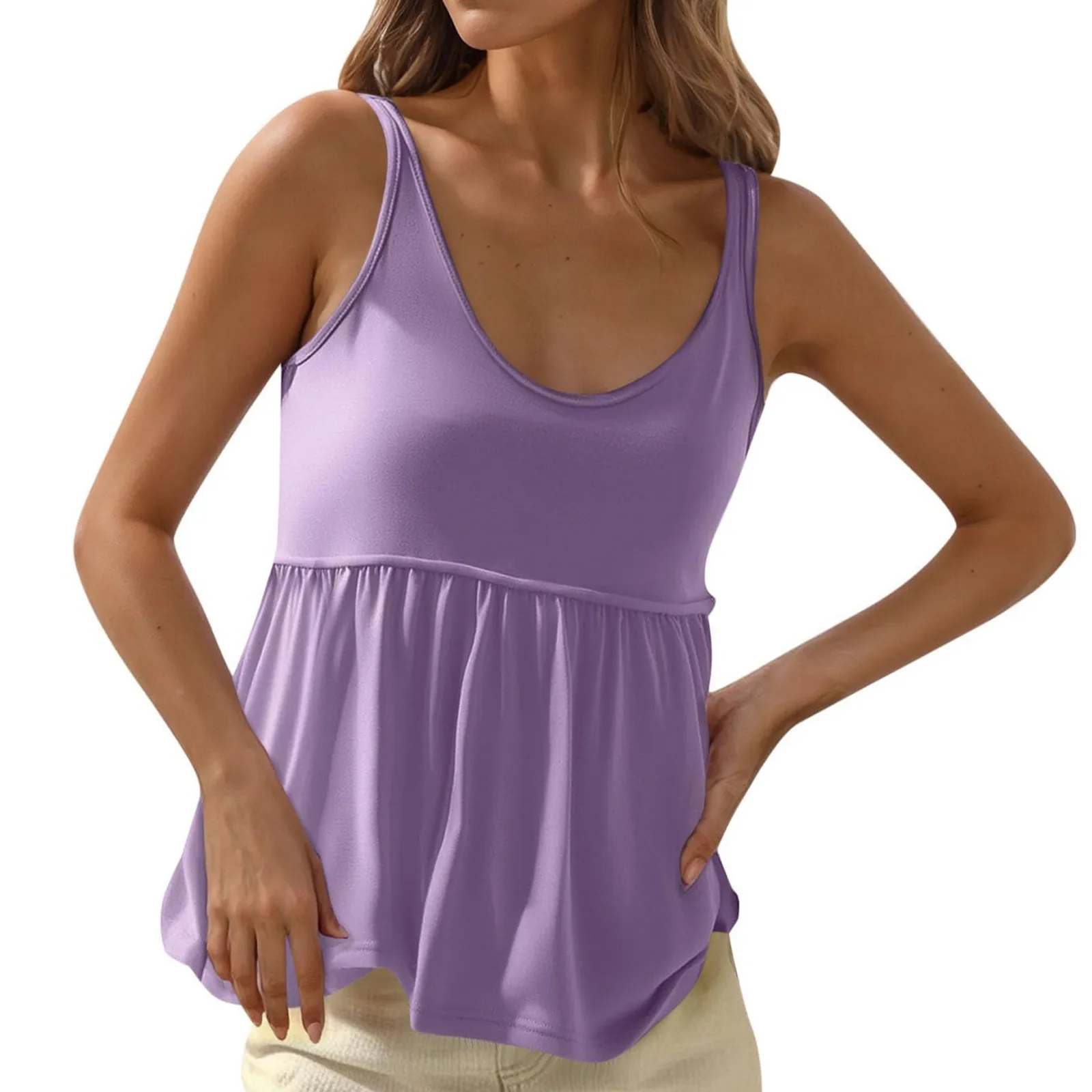 Feminino casual e elegante sem mangas cor sólida em torno do pescoço colete superior em torno do pescoço colete superior ropa de mujer roupas femininas