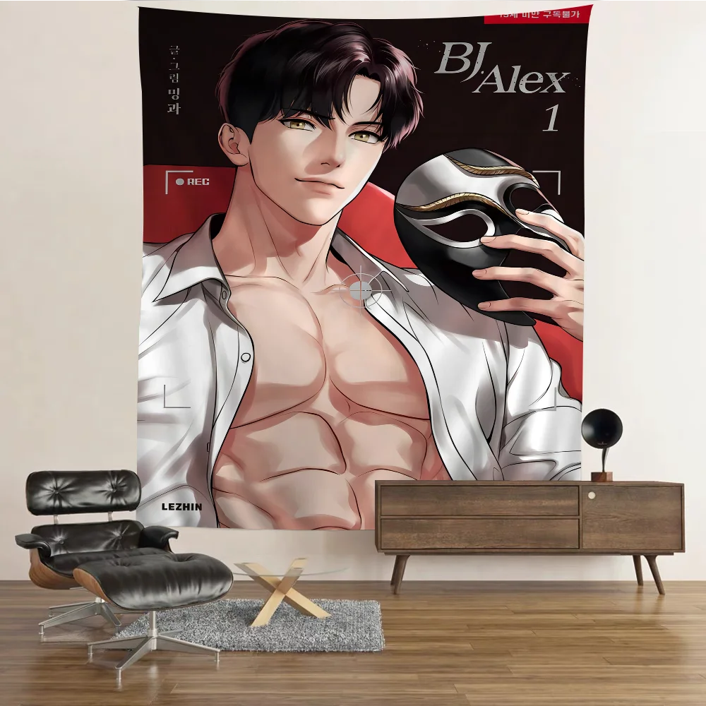 BJ Alex Boys Love Anime Tapestry Anime Tapestry Hanging Tarot Hippie Wall Rugs Dorm Wall Hanging Sheets