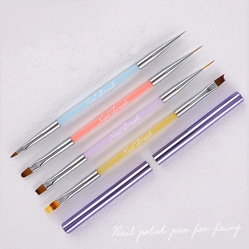 Double Head Crystal Handle Nail Brush Liner Brush Painting Pen Gel Brush Crystal Nail Art Manicure