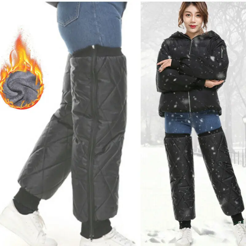 Women Men Winter Cycling Leg Warmers Waterproof Plus Velvet Padded Quilted Lined Knee Pads Riding Cold Protective Knee Guard
