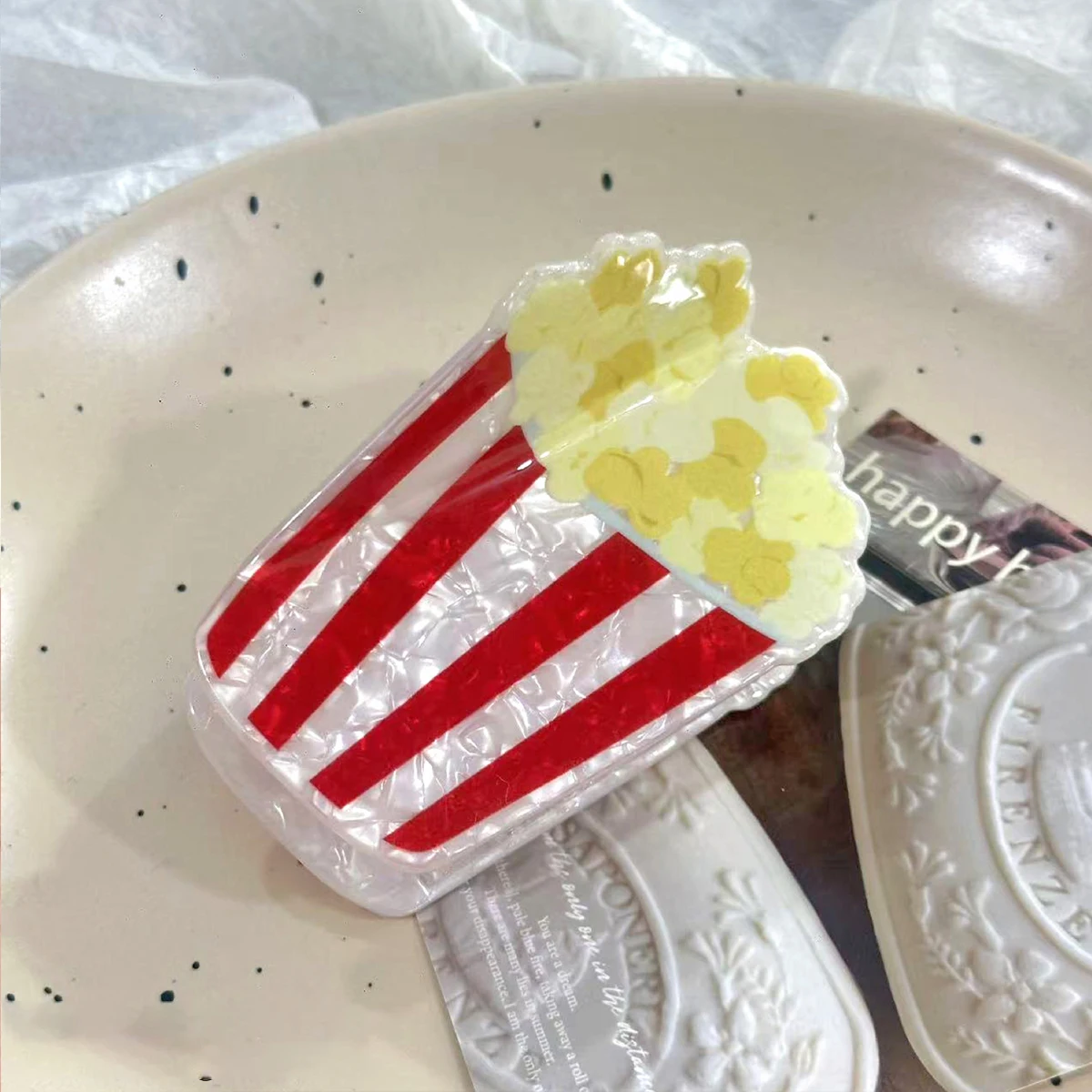 1 Stück Sommer-Bier-Popcorn Großer Greifclip, Strand-Snack-Kombinations-Haarklammer für die Haarwurzel – Detail 5