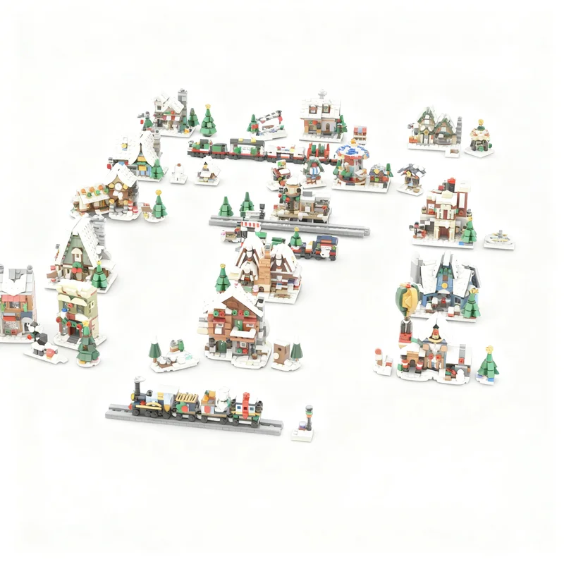 

Коллекционный набор MOC «Зимнее деревенство» (5427 деталей): Сезонная рождественская модель, конструктор, игрушка, подарок, креативный декор для стола