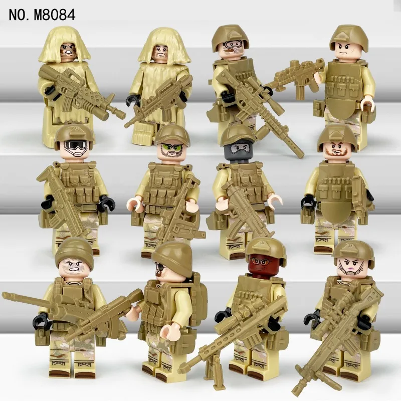 

80 desert soldier color M8084 minifigures small particles assembled doll toy weapon accessories 1633 building blocks