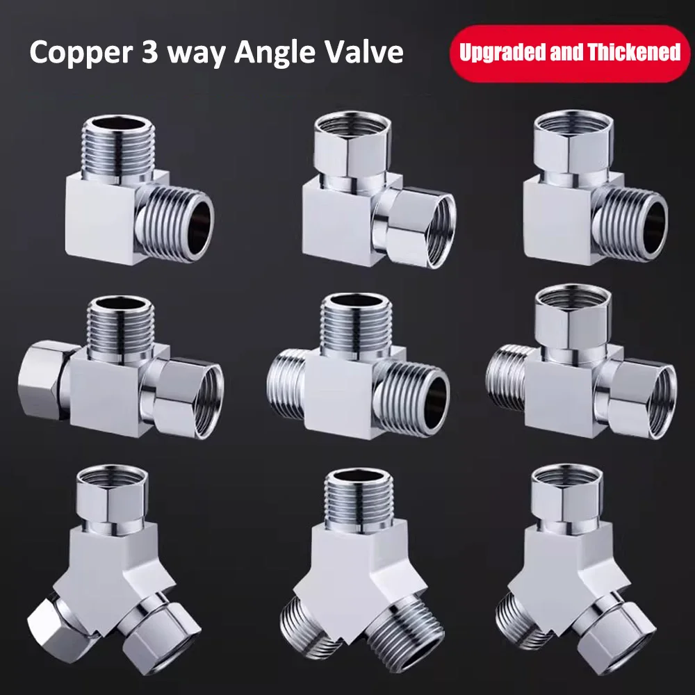 

Copper Brass T Adapter G1/ 2" Y-Valve Diverter Valve Three Way Device Hole For Bath Bidet Sprayer Shower