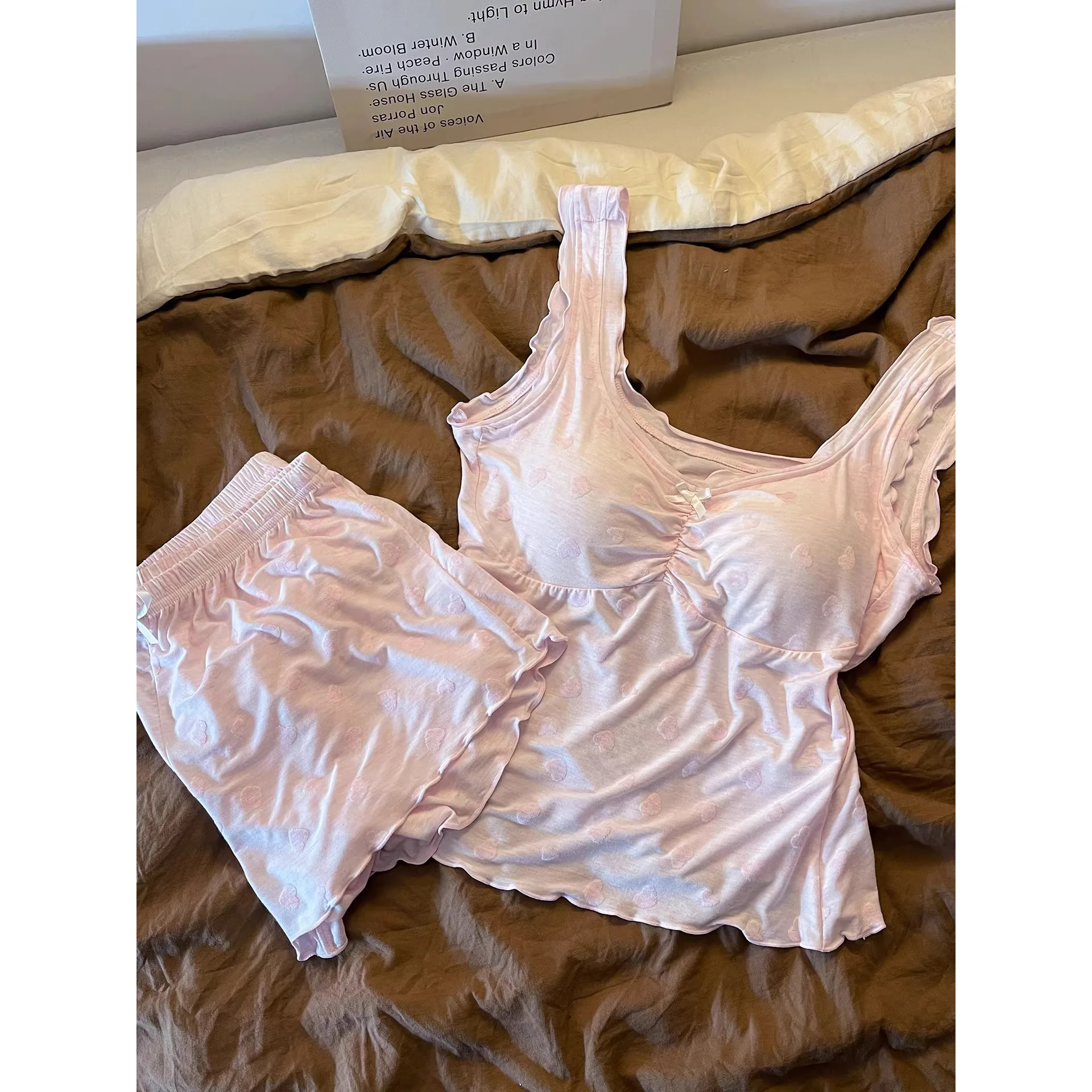 Pajamas with Chest Pads Women's Summer Suspender Vest Shorts Sexy Loungewear Premium Sense