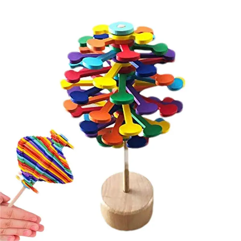 

Wooden Spiral Lollipop Toys Rotating Magic Wand Spin Magic Wand Stress Relief Fidgets Toy For Adults Kids Antistress Gift