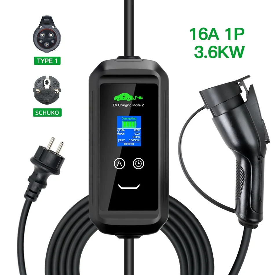 3.6KW 16A 1P APP Type 2 GBT Type 1 fast charger ev for car electric