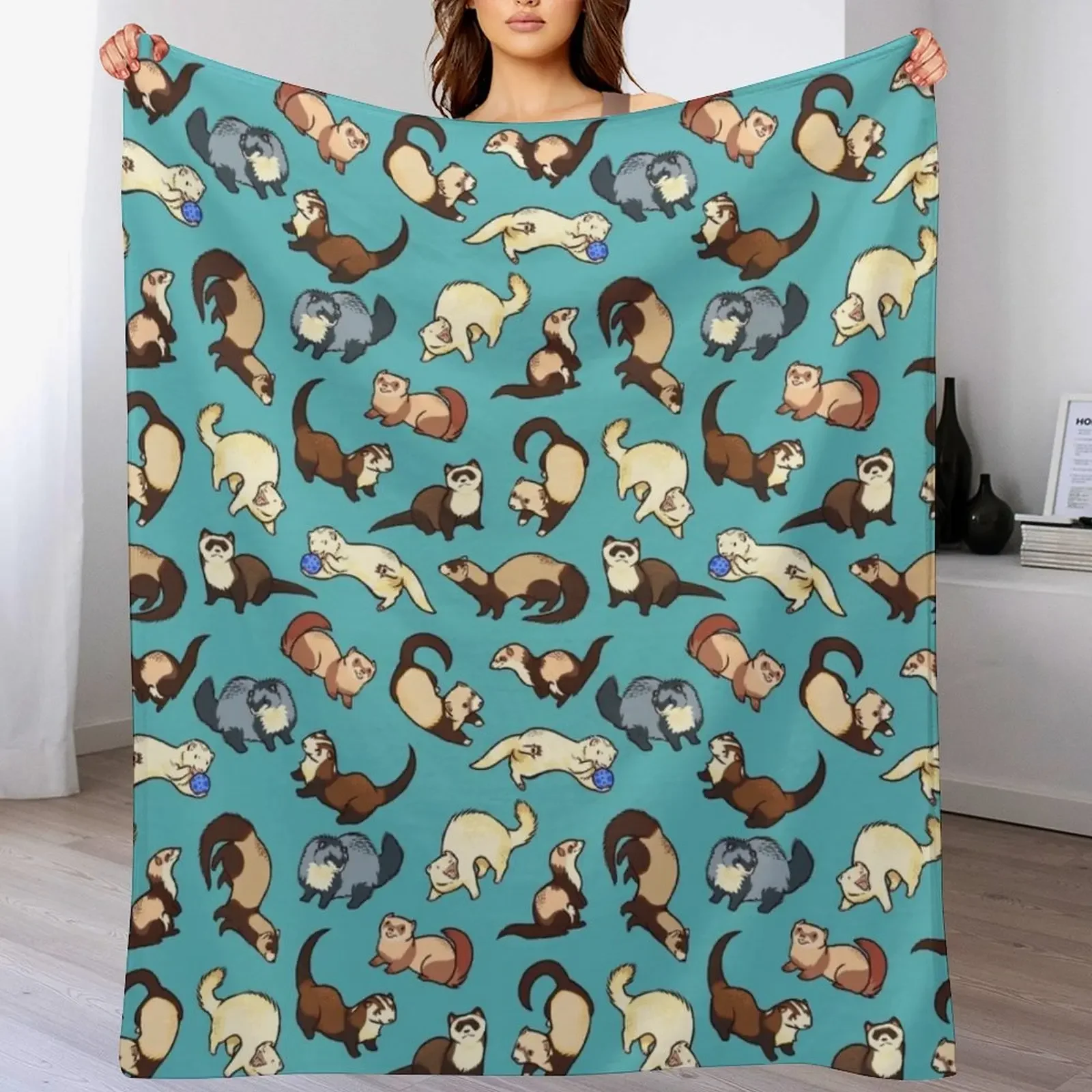 

cat snakes in blue Throw Blanket Warm Comfortable Blanket Gift for Parents Friends