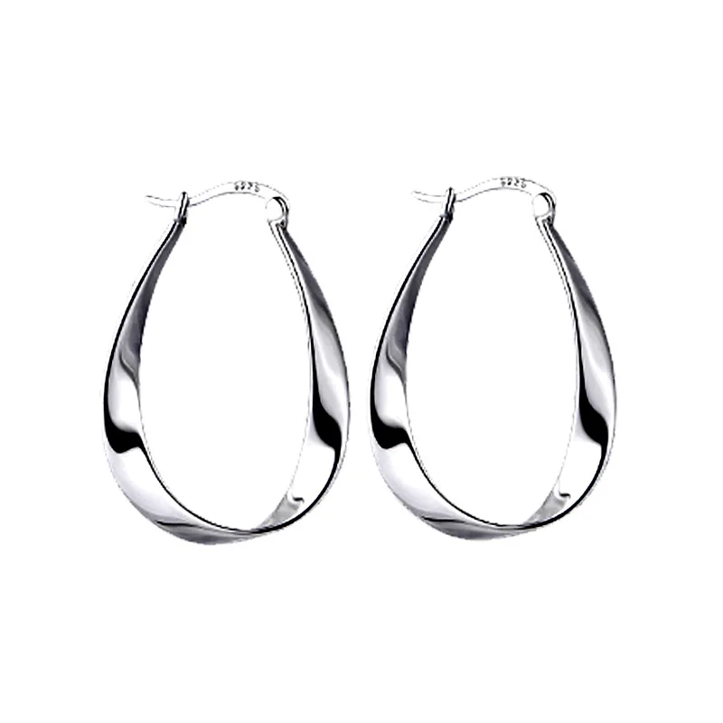 Silver 925 2024 Earring Geometric Twisted Drop Hoop Earrings for Women Niche Design Party Jewelry Gifts New Hot