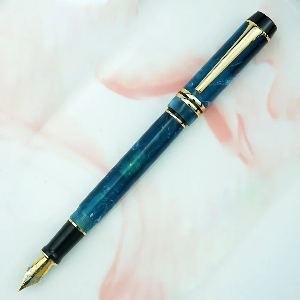 

Kaigelu 316 Celluloid Blue Fountain Pen Beautiful Marble Patterns Iridium EF F M Nib Writing Pen for Office Business Gift