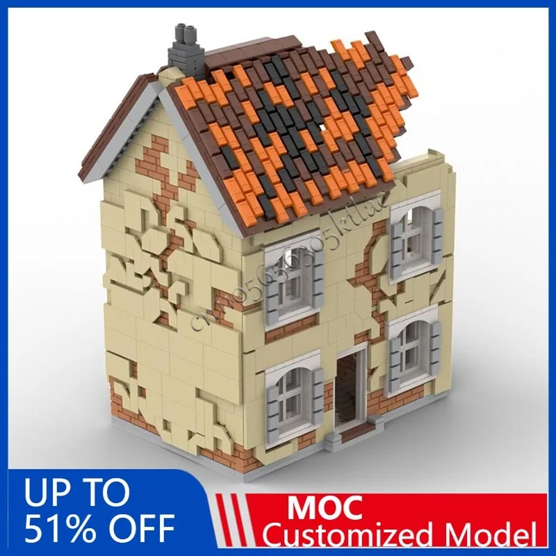 1736PCS MOC Modern City Street View ruined house n10 Building Model DIY Custom Puzzle Technology Creative Assembly Kids Toy Gift