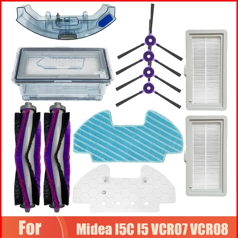 Запчасти для робота-пылесоса Midea I5C I5 VCR07 VCR08, роликовая боковая щетка, Швабра, тканевый кронштейн, Сменный фильтр для пылесоса Hepa