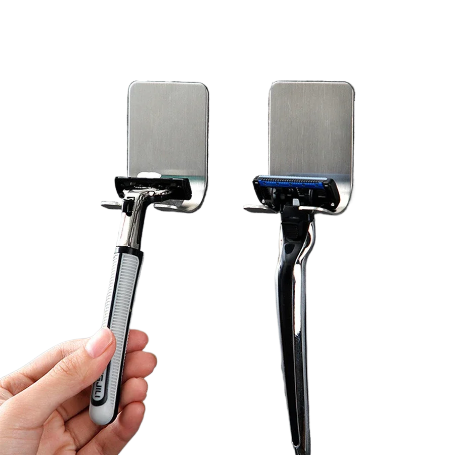 

2pcs Holder 304 Stainless Steel Men Shaving Shaver Stand Shelf Shaving Storage Rack Bathroom Hook Organizer