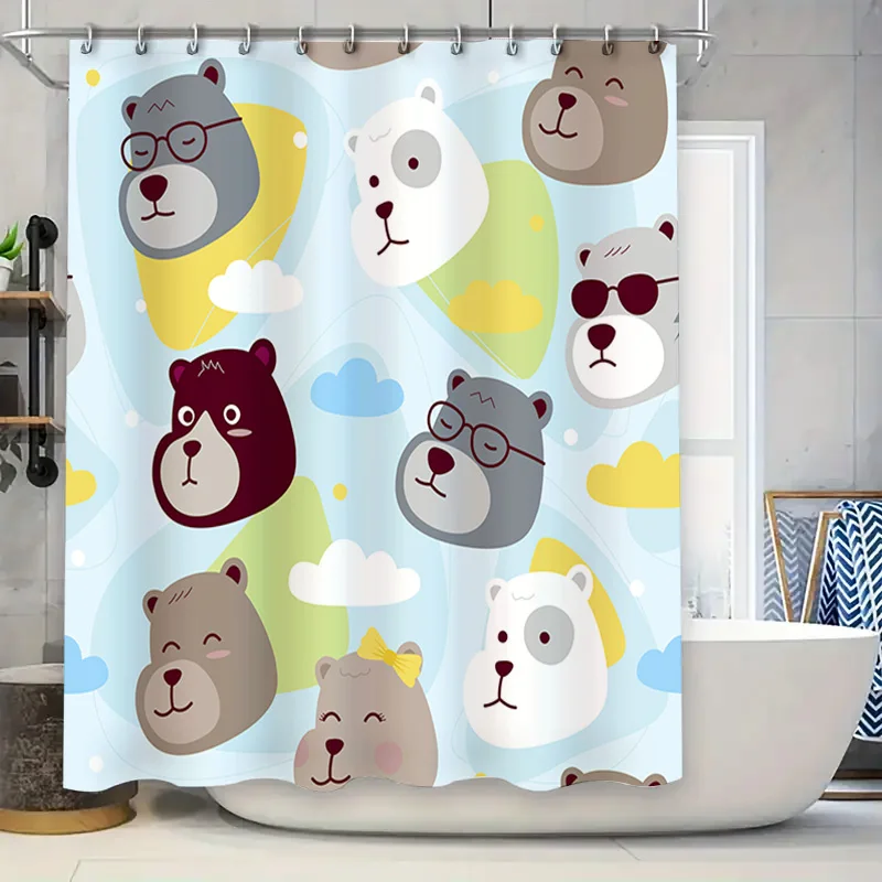 

Очаровательный комплект занавесок для душа с животным принтом и облаками, разноцветный детский декор для ванной комнаты для украшения дома