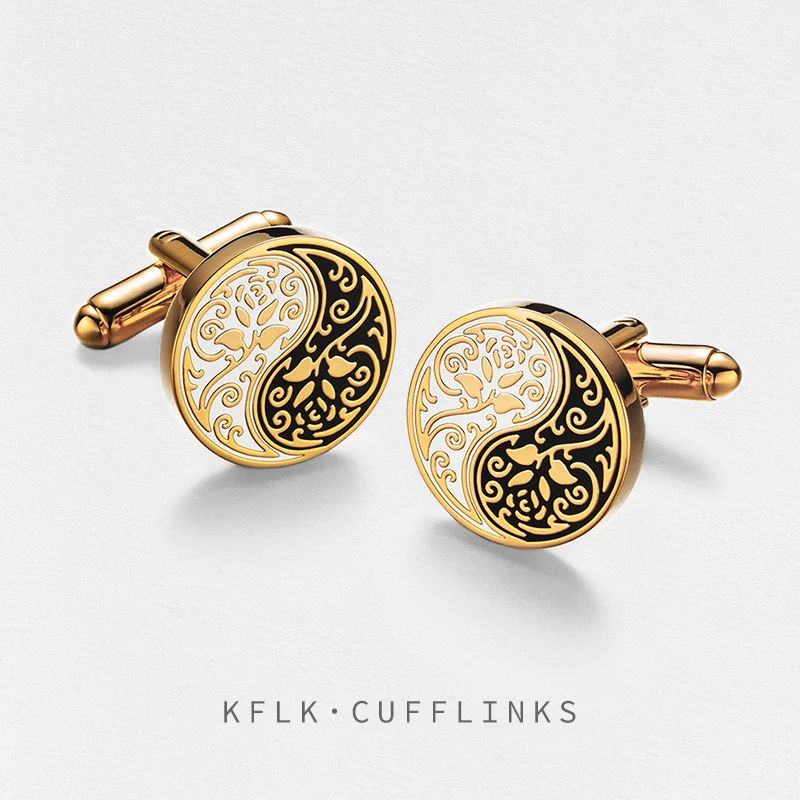 KFLK Design High Quality Cufflinks for Mens Chinese Style Tai Chi Rose Cuff links Buttons Shirt Wedding Custom Guests