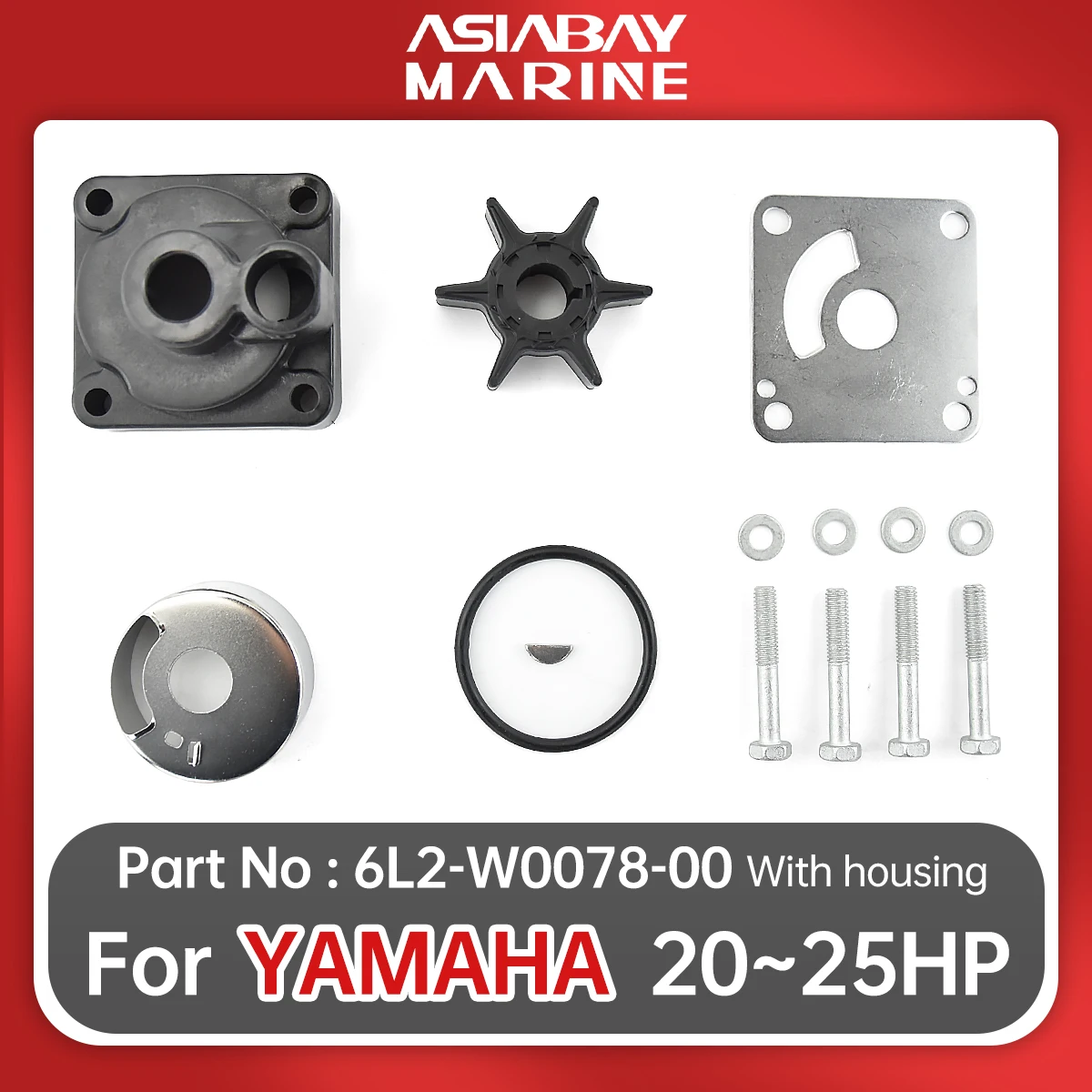 Water Pump Impeller Repair Kit for Yamaha Outboard 20hp 25hp With Housing 6L2-W0078-00 Ship Marine Boat Engine Part 18-3431