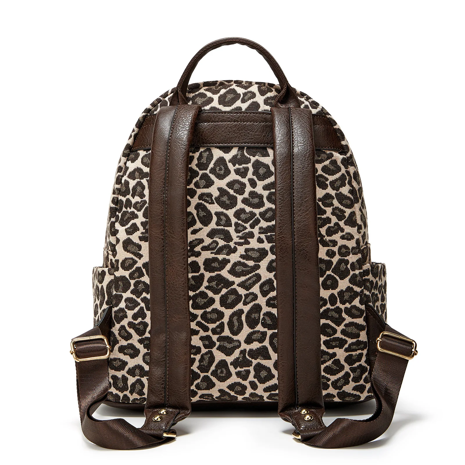 Imagem -03 - Mochila Retrô de Couro pu para Homens e Mulheres Estampa Leopardo Grande Capacidade Bolsa de Viagem Dupla Bolso Múltiplo Recém-chegados 2024