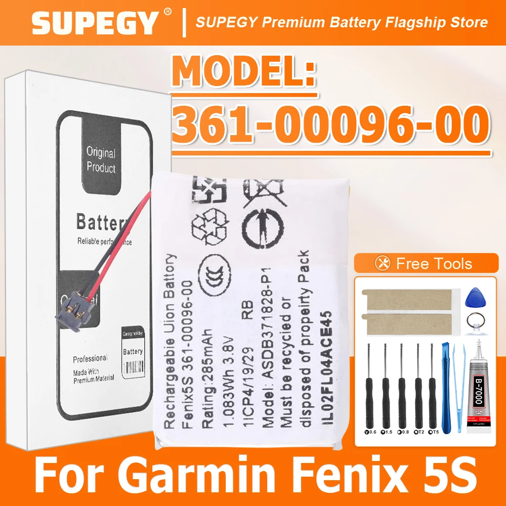 

100% новая высококачественная сменная батарея 361-00096-00 для Garmin Fenix ​​5S, сменные батареи + бесплатные инструменты