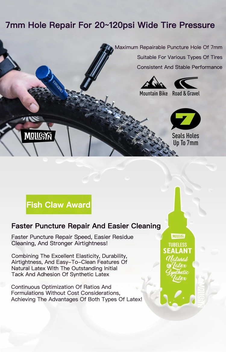 MolicSYN Tubeless Reifen Dichtmittel Für MTB Rennrad Reifen Reifen Schlauch Reparatur Kits MOUNTAIN Fahrrad Zubehör Reifen Reparatur Flüssigkeit – Detail 5