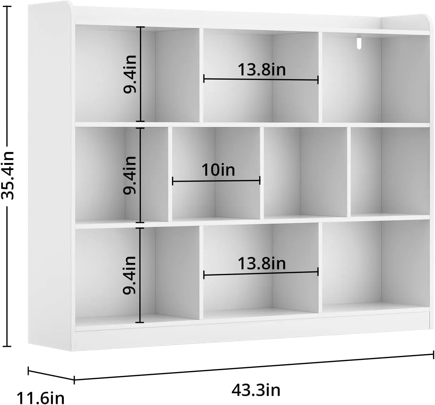 

White Bookshelf, Wood Bookcase with 3 Tier Open Shelves, 10-Cube Minimalist Storage Shelf for Living Room, Bedroom,