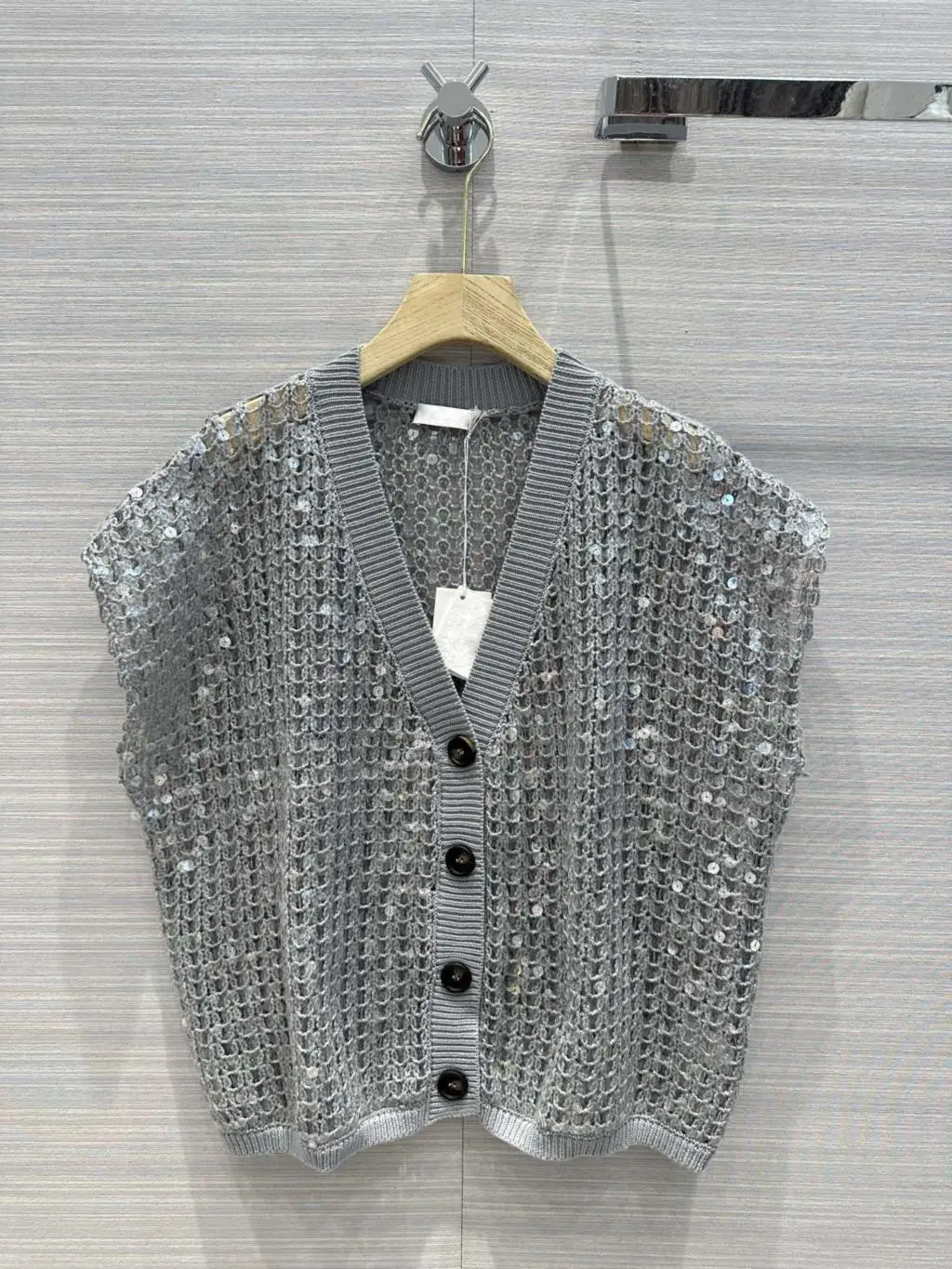 

Women's Clothing shimmering fish scale sequin vest coat 020