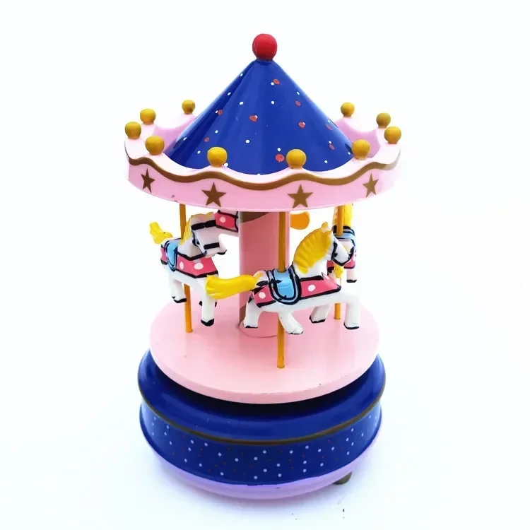 

[Funny] Adult Collection Retro Wind up toy Metal Tin The Music carousel Mechanical toy Clockwork toy figures model kids gift